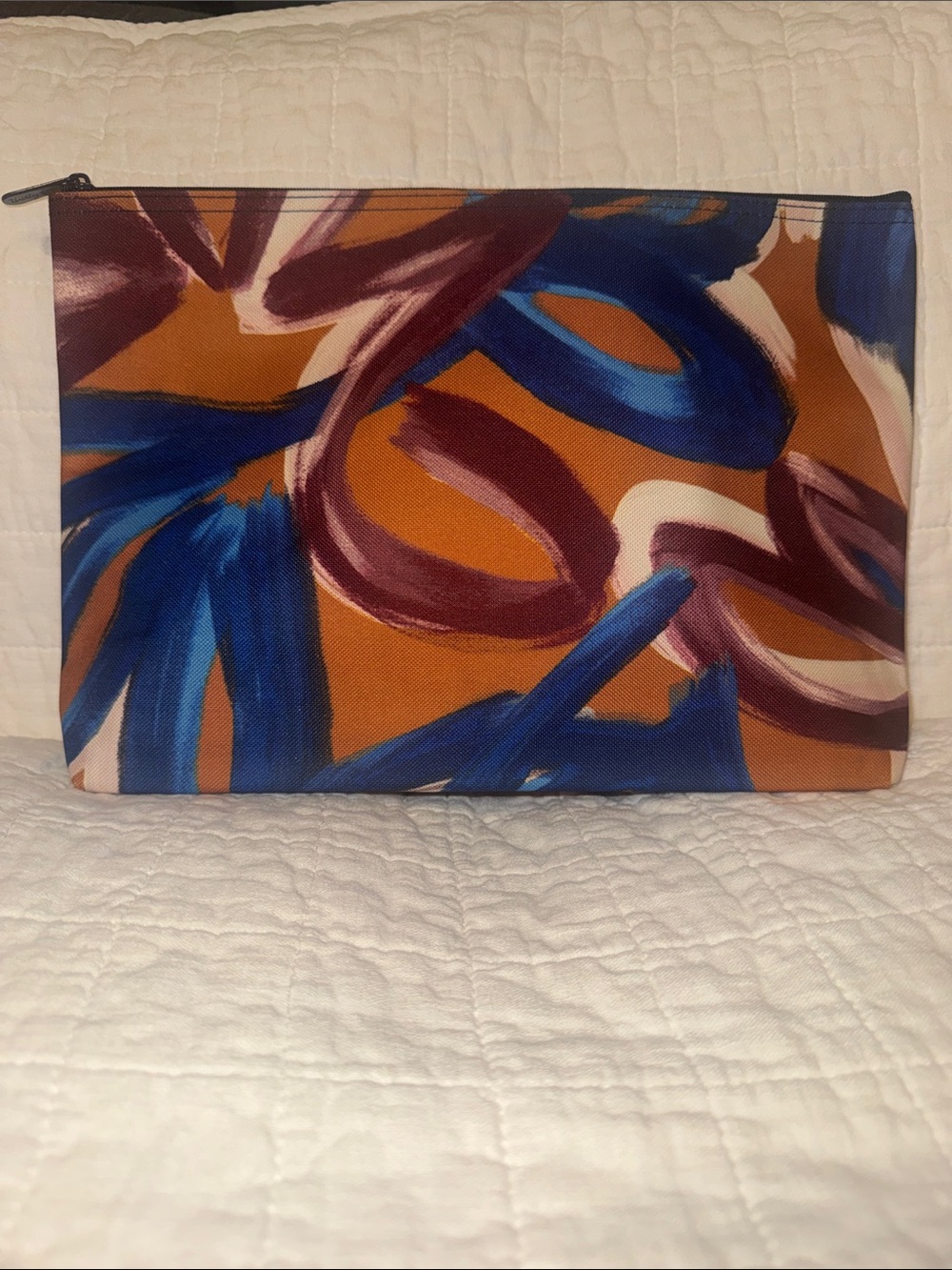 thirty-one Painted Brushstroke Travel Pouch - Blue, Brown & Burgundy